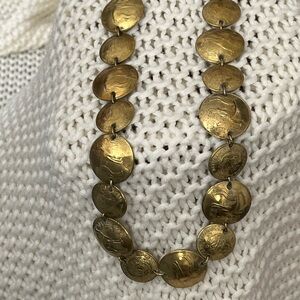 Vintage Peruvian ½ Sol de Oro Coin Necklace • Hand‑Domed Brass• 1968-76